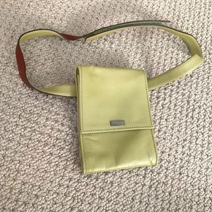Green and brown satchel